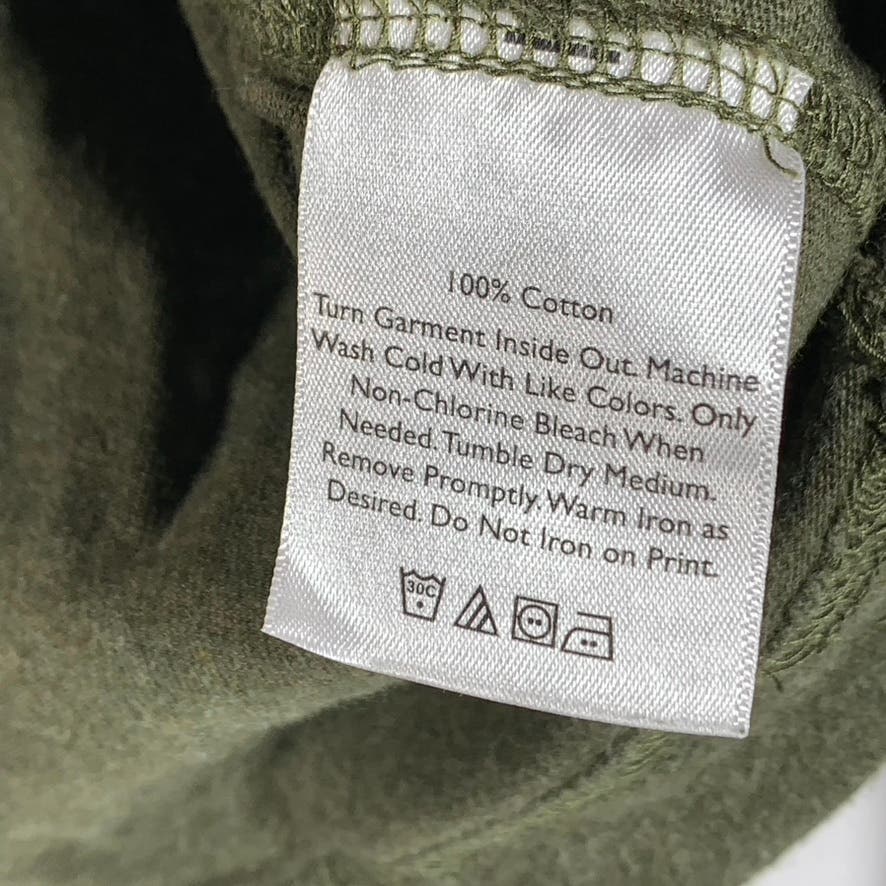 EDDIE BAUER Men's Olive Green Cotton Crewneck Essential Long Sleeve T-Shirt SZ S