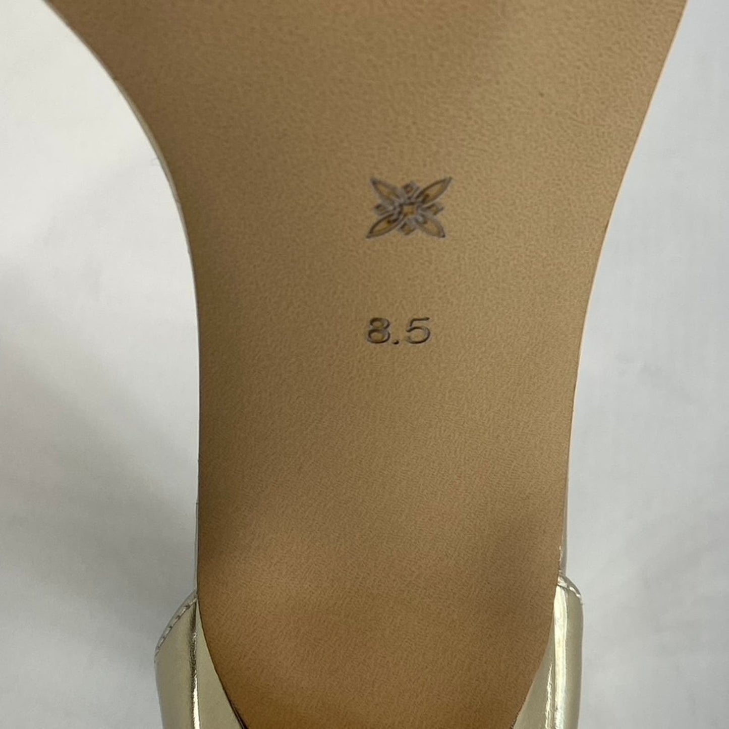 BCBGENERATION Women's Gold Metallic Isabel Braided Chain Heeled Sandals SZ 8.5