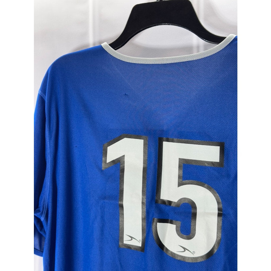 AL SCORE Men's Blue/Grey Reversible V-Neck Short Sleeve T-Shirt SZ M