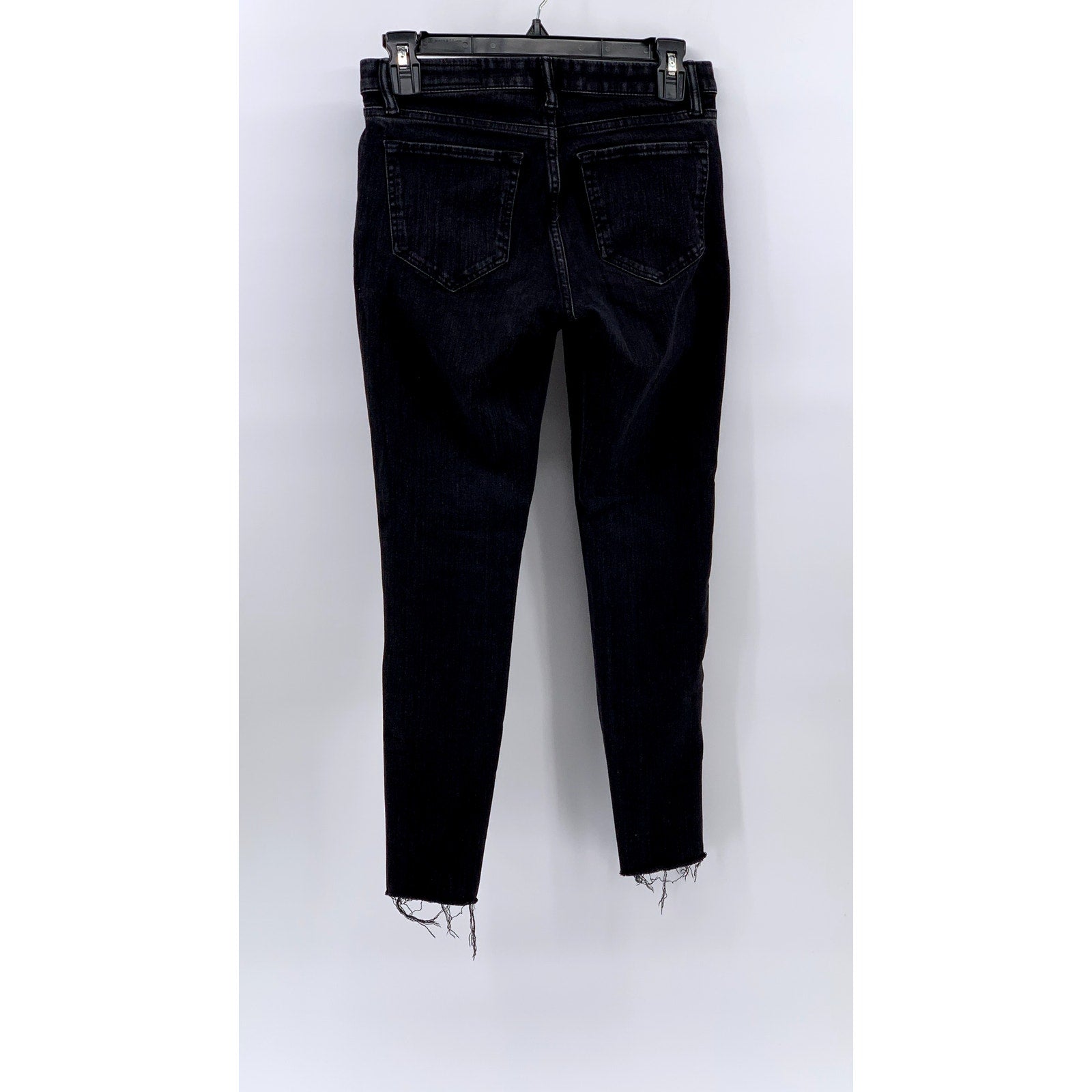 ALLSAINTS Women's Black Bistretch Frayed Grace Skinny Ankle Jeans SZ 27