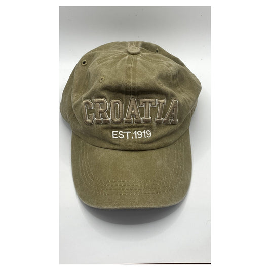 AQUA DI MARE Men's Tan Croatia Embroidered Adjustable Baseball Cap SZ OS