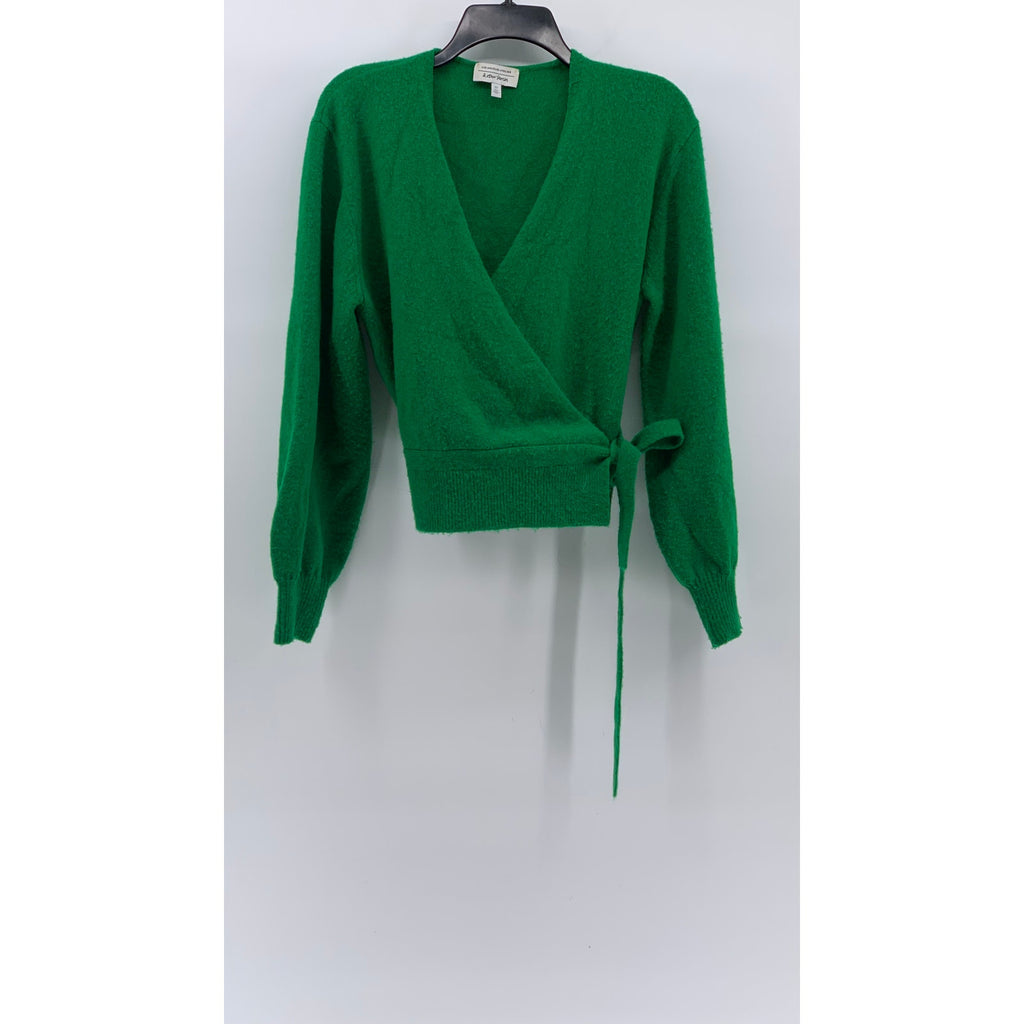 & OTHER STORIES Women's Dark Green V-Neck Wrap Long Sleeve Cardigan SZ S