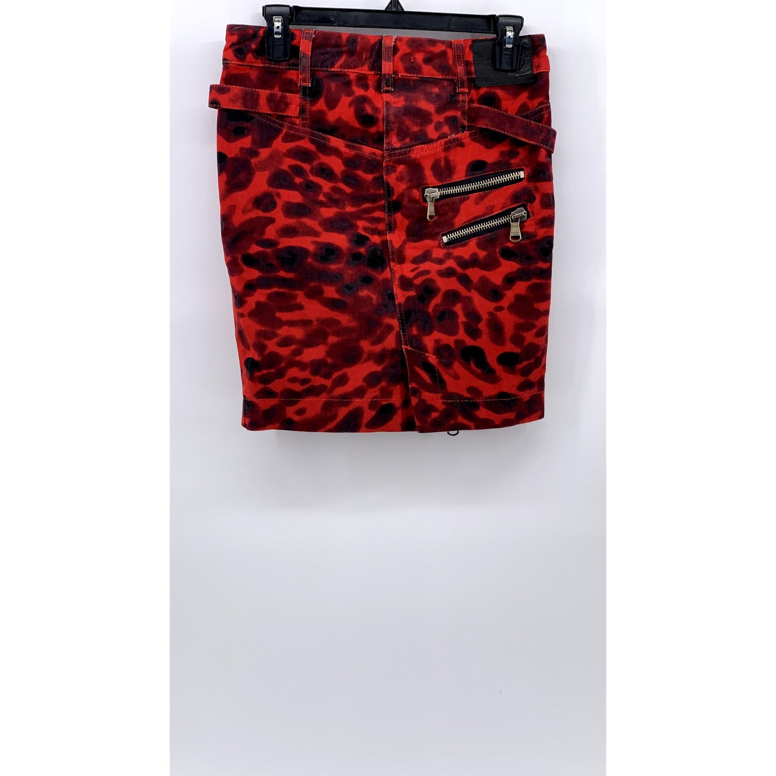 PATRIZIA PEPE Women's Red Printed Front-Zipper Straight Mini Skirt SZ 42(US6)