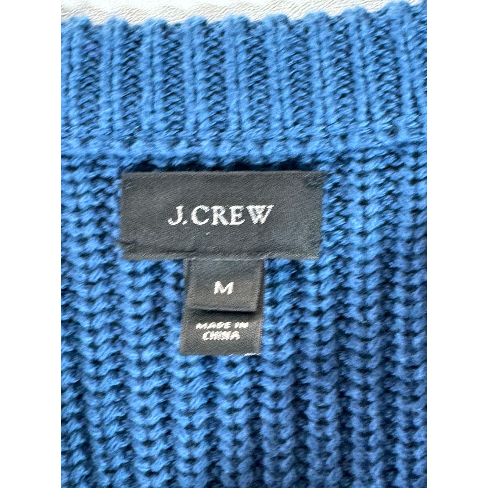 J.CREW Men's Blue Cotton Ribbed Crewneck Knit Pullover Sweater SZ M