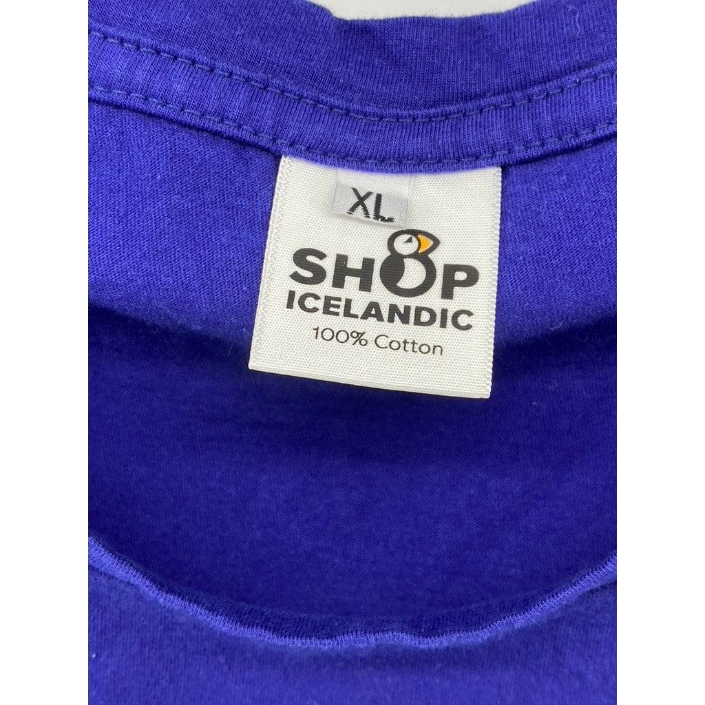 SHOP ICELANDIC Women's Royal Blue Crewneck Short Sleeve Active T-Shirt SZ XL