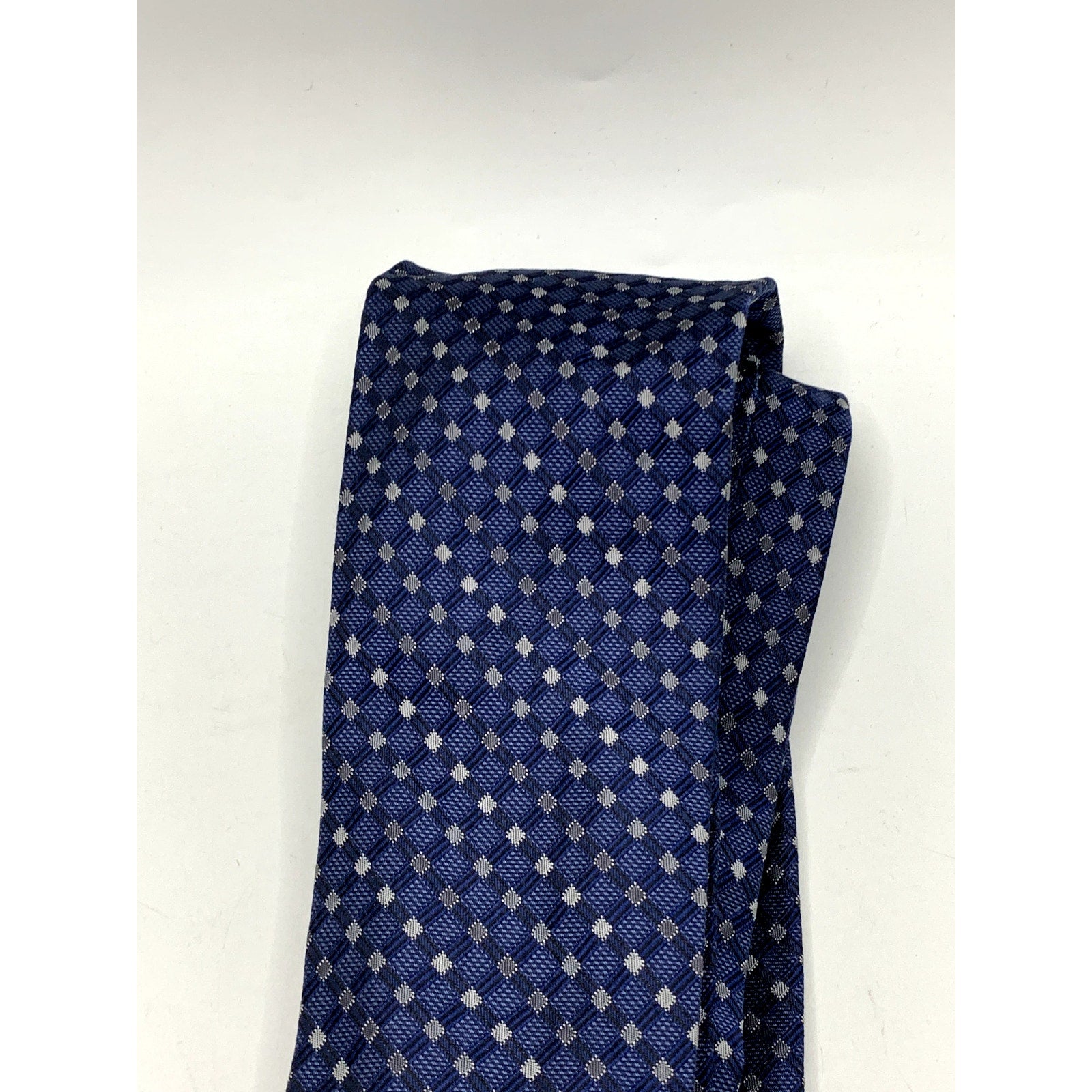 PRONTO UOMO Men's Navy Embroidered Gingham Print Tie