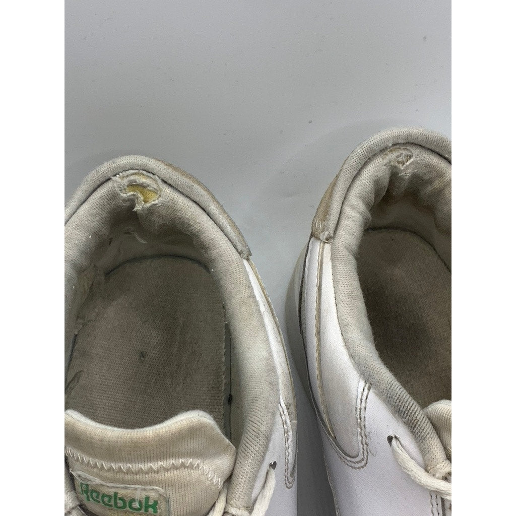 REEBOK Men's White-Green Court Lace-Up Sneakers SZ 10.5