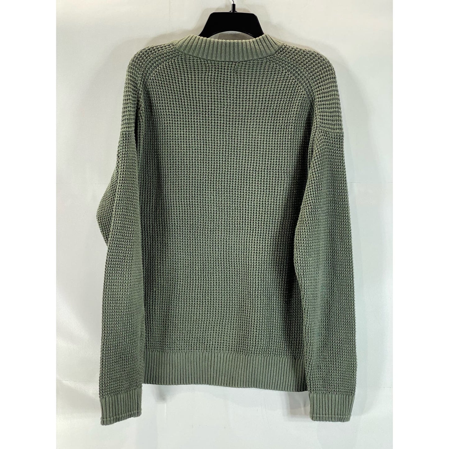 EVERLANE Men's Army Green Waffle Knit Crewneck Pullover Long Sleeve Sweater SZ L