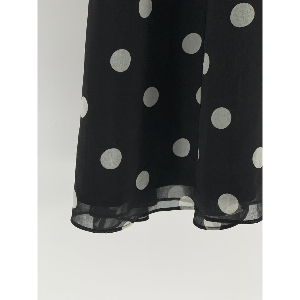 BANANA REPUBLIC Women's Black-White Coin Dot Sleeveless Belted Maxi Dress SZ 10