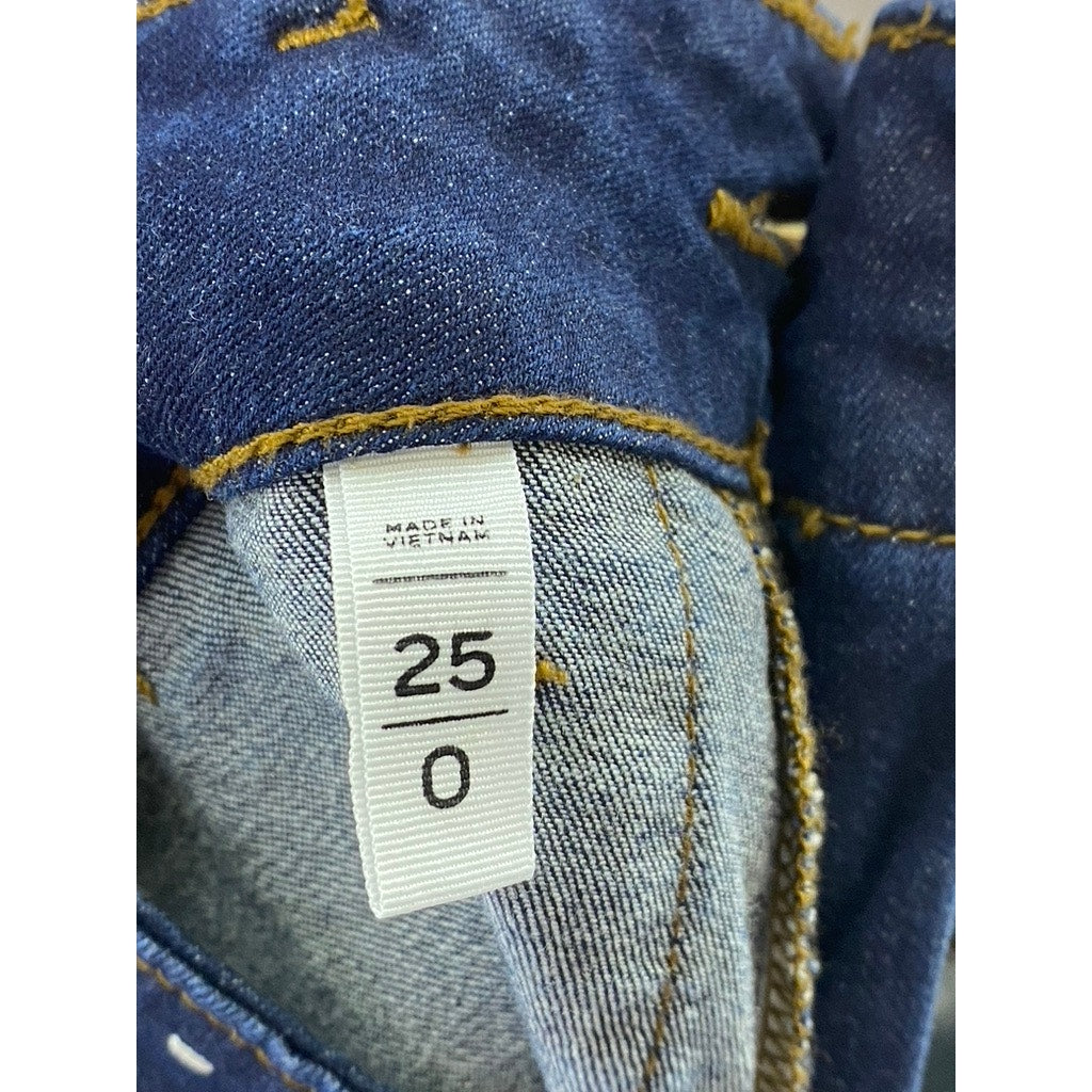 LOFT Women's Dark Blue Rinse Wash Patch Pocket High-Rise Denim Shorts SZ 25