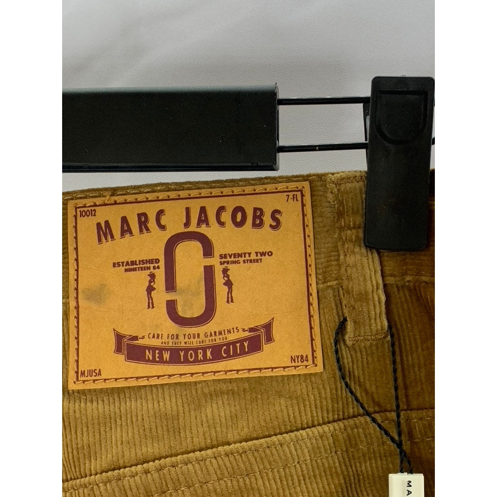 MARC JACOBS Women's Sand Brown Five-Pocket Wide-Leg Corduroy Cropped Pants SZ 25