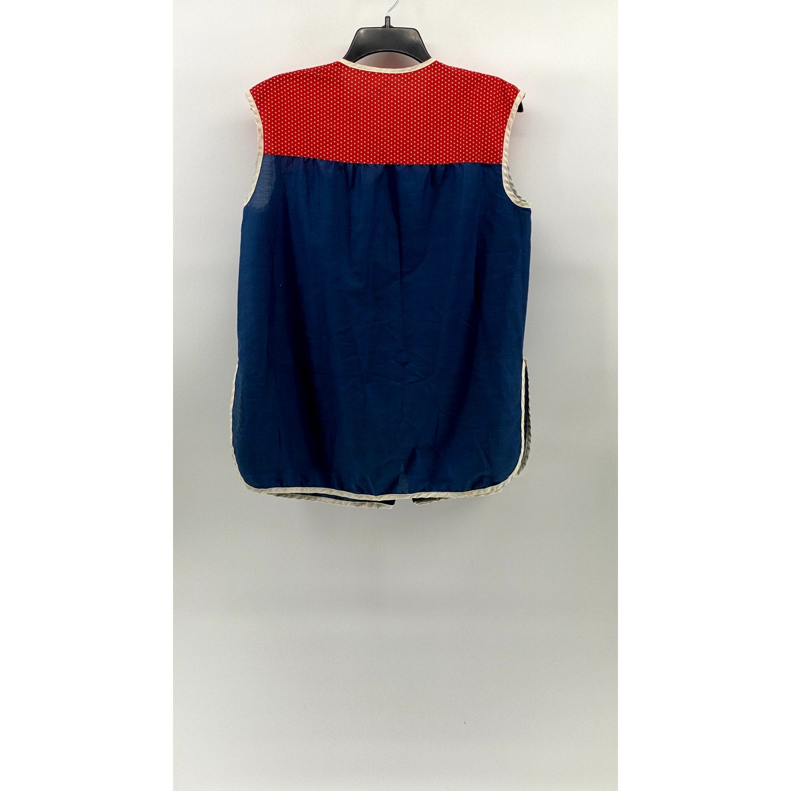 UNBRANDED Women's Vintage Blue-Red Mushroom Button-Up V-Neck Apron SZ OS