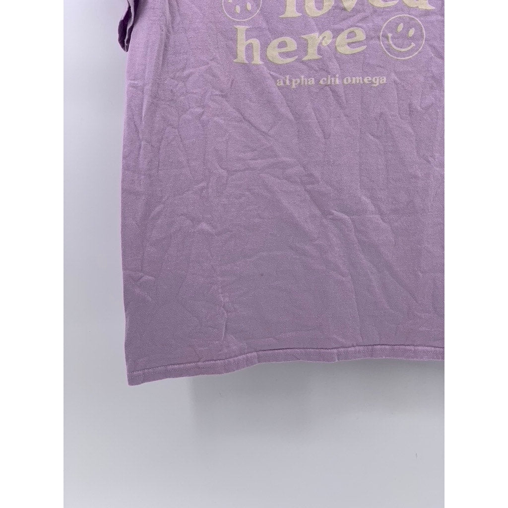 GILDAN Men's Lilac Purple You Are So Loved Here Graphic Crewneck T-Shirt SZ M