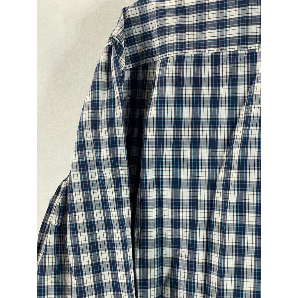 EDDIE BUAER Men's Tall Blue Plaid Legend Wash Classic-Fit Button-Up Shirt SZ TL