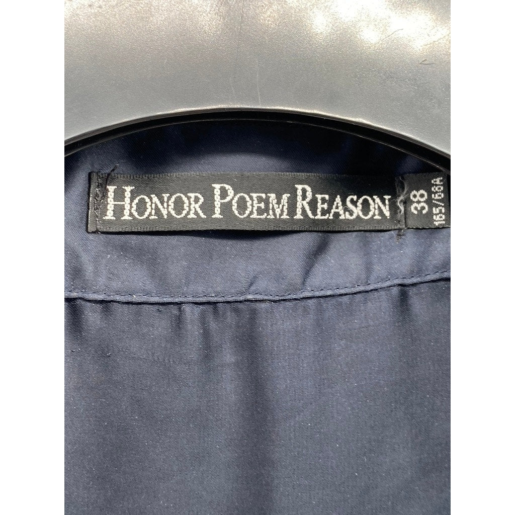 HONOR POEM REASON Women’s Navy-Gold Button-Up Long Sleeve Bodysuit SZ 38(US8)