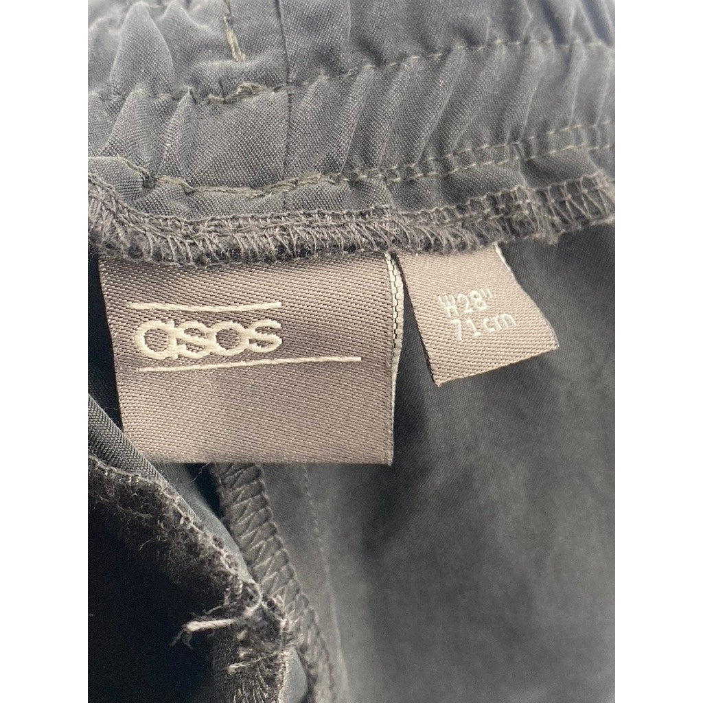 ASOS Women's Black Solid Drawstring Pull-On Casual Drawstring-Hem Pants SZ 28