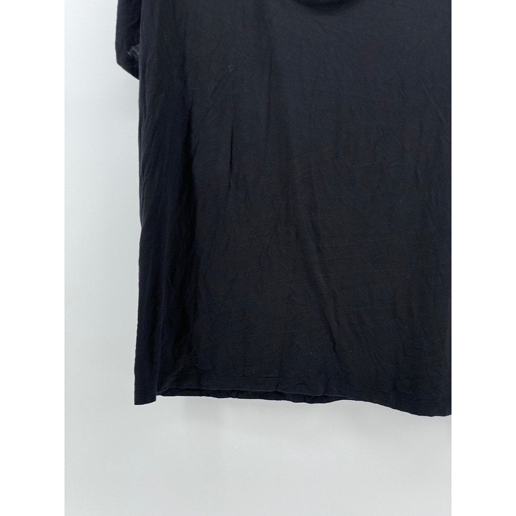 A NEW DAY Women's Black Solid V-Neck Short Sleeve Casual Top SZ L