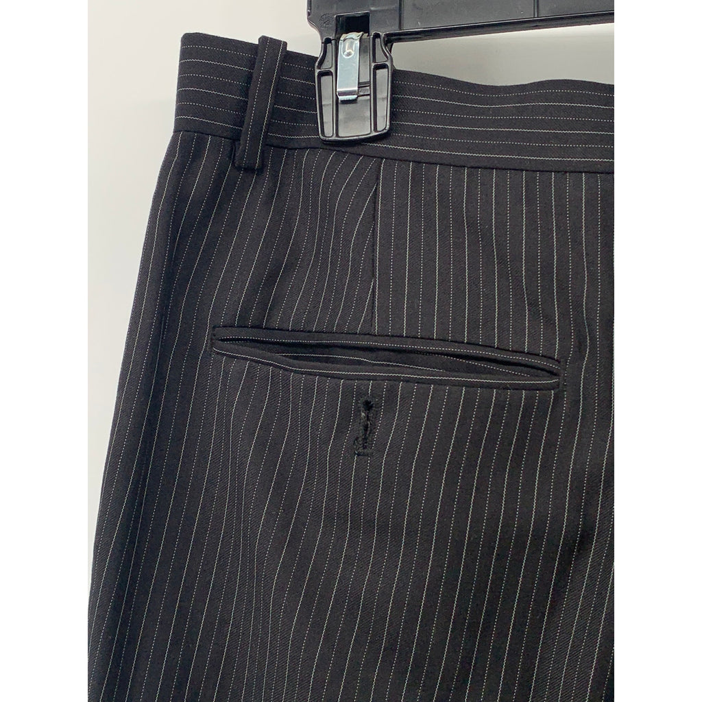 PAOLO GIARDINI Men's Black Pinstripe Straight-Leg Regular-Fit Pants SZ 34R