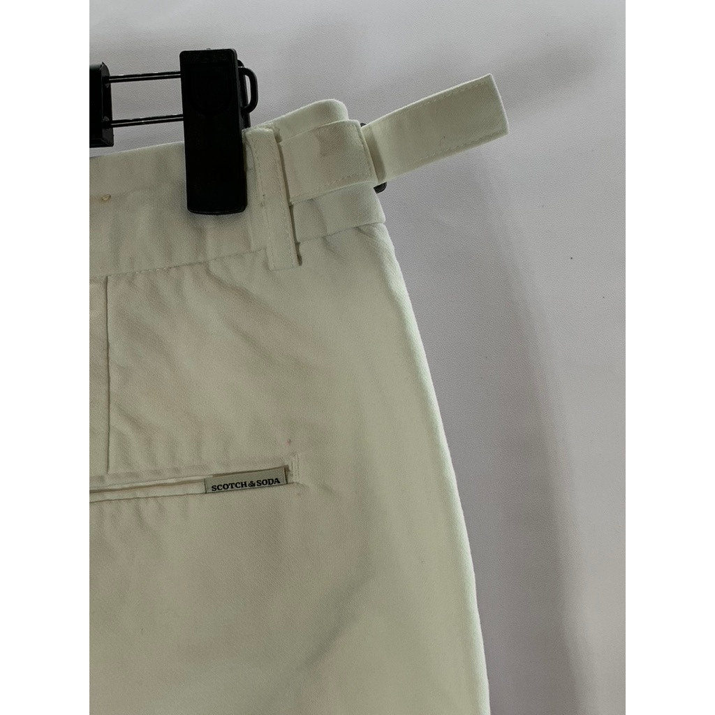 SCOTCH & SODA AMSTERDAM Men's Cream Adjustable Strap Straight-Leg Pants SZ 30X32