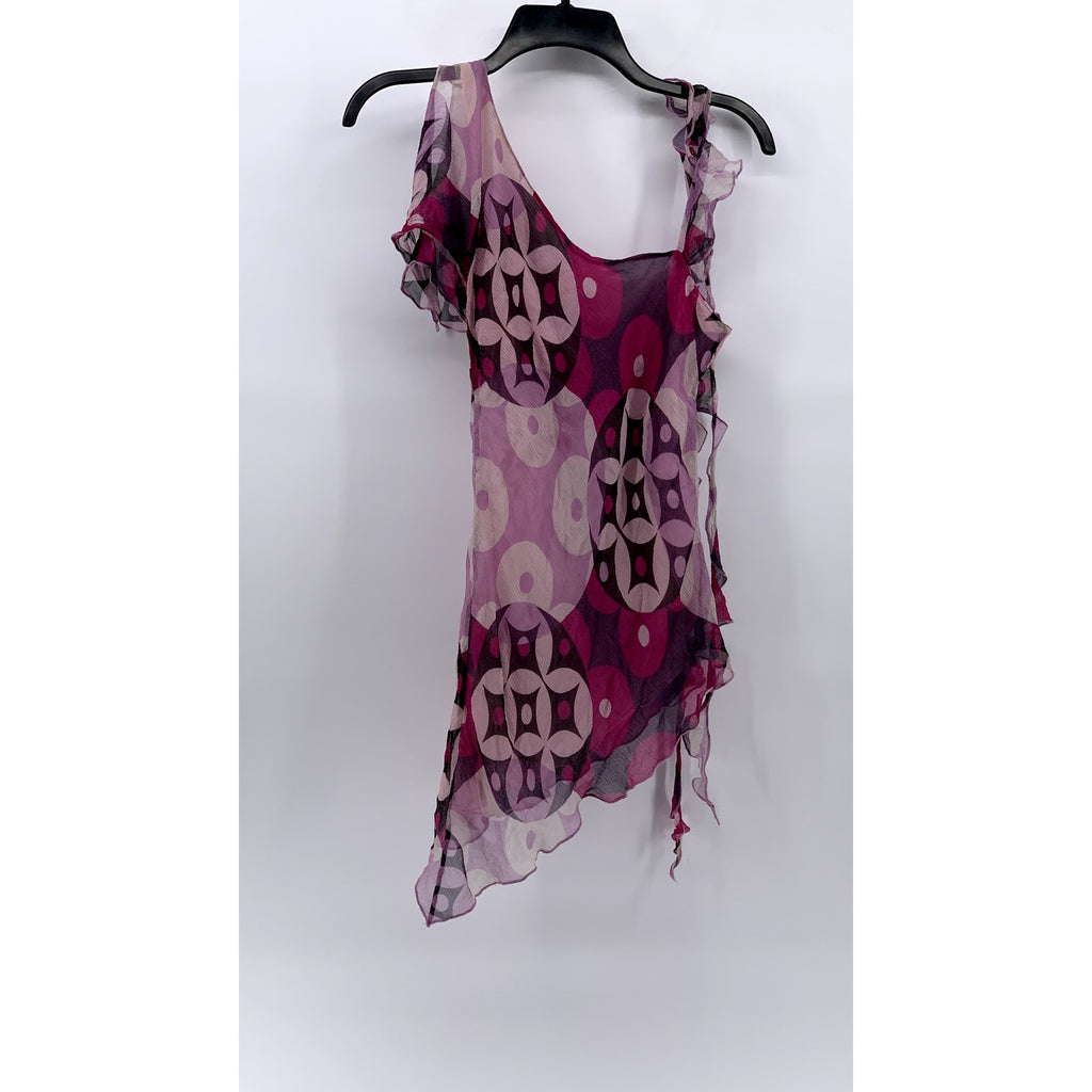 J.LO By JENNIFER LOPEZ Women's Pink Asymmetrical Geo Print Top SZ S