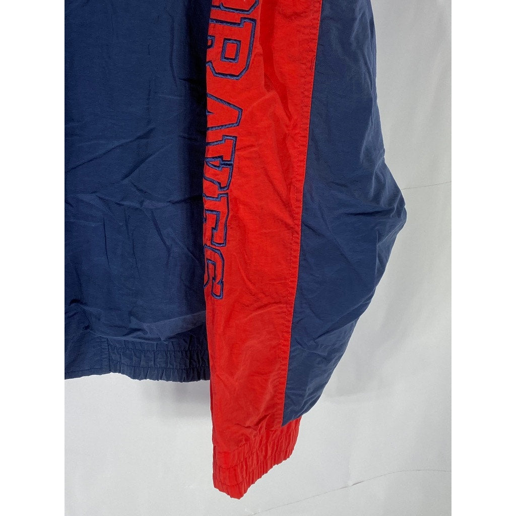 STARTER Men's Vintage Blue-Red Atlanta Braves Zip-Up Windbreaker Jacket SZ XL