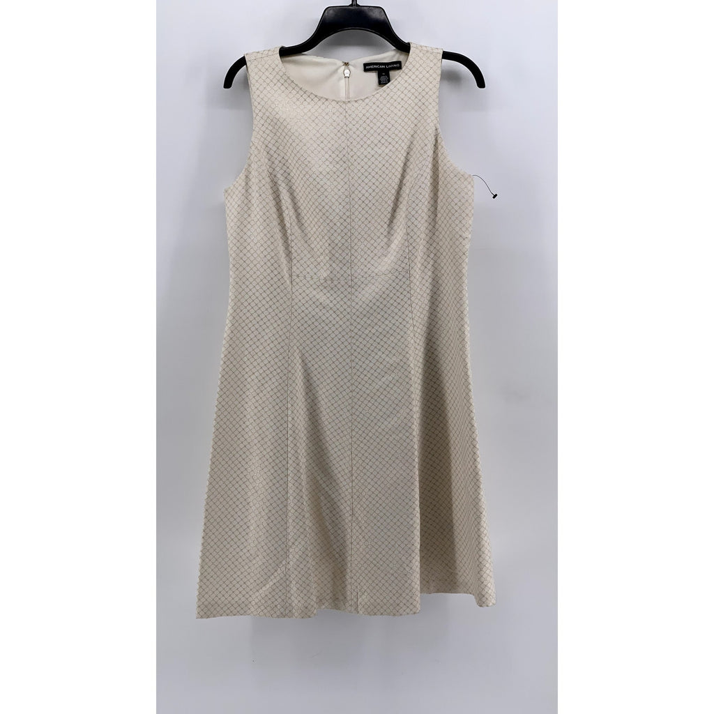 AMERICAN LIVING Women's Cream Printed Sleeveless Sheath Dress SZ 12