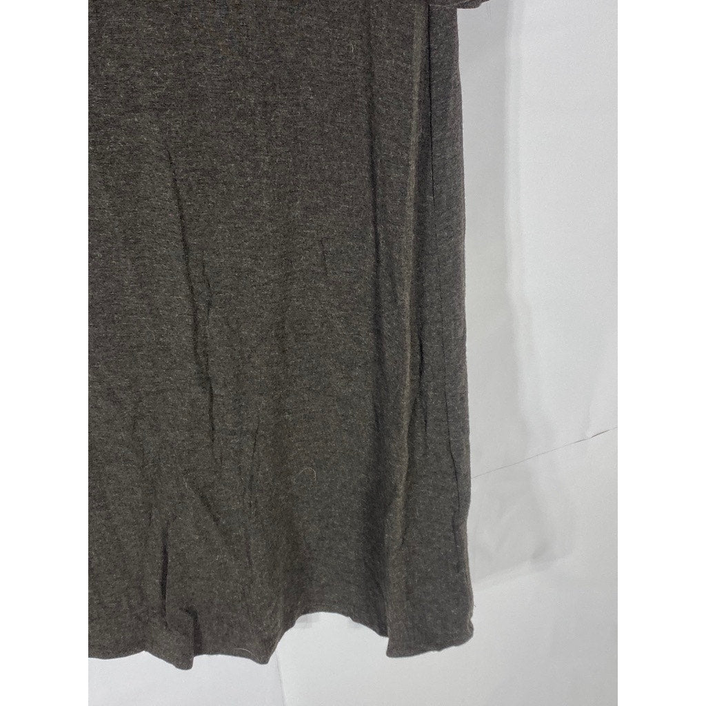 EILEEN FISHER Women's Dark Gray Cowl-Neck Long Sleeve Pullover Knee Dress SZ S