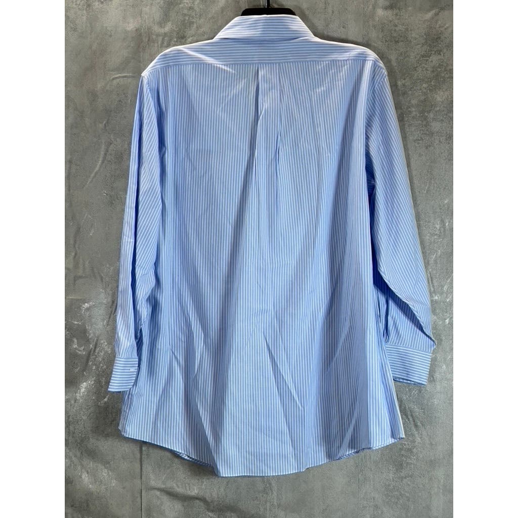 BROOKS BROTHERS Men's Blue Striped Regent-Fit Button-Up Dress Shirt SZ 16.5/32