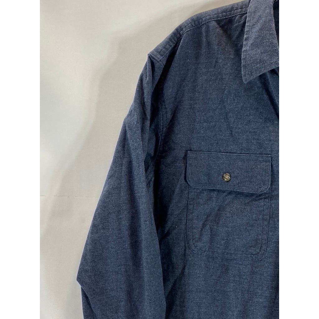 BANANA REPUBLIC Men's Mountain Blue Brushed Standard-Fit Button-Up Shirt SZ XL