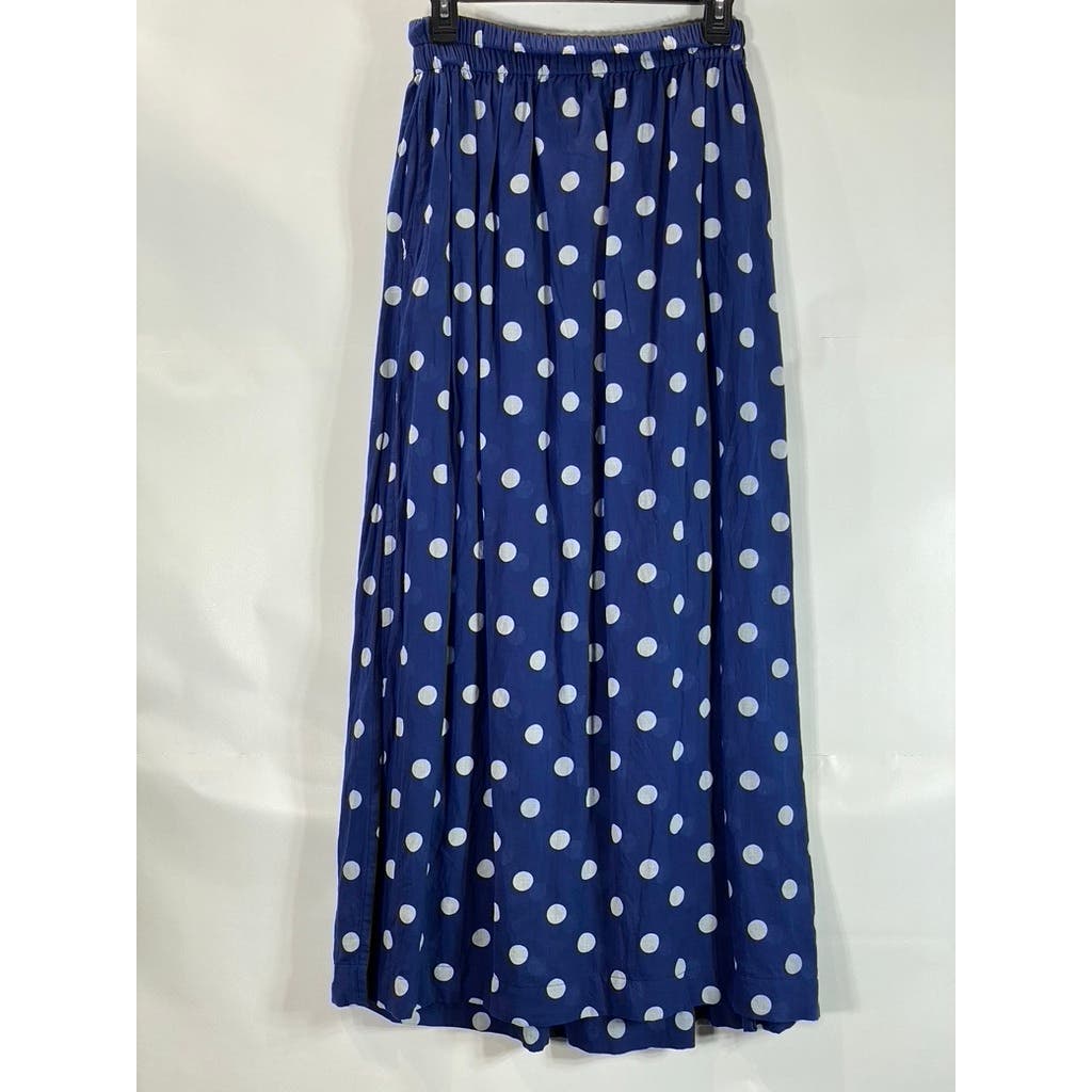 MIKOH Women's Delia Navy Polka Dot Maxi High Slit Elastic Waist Skirt SZ 2