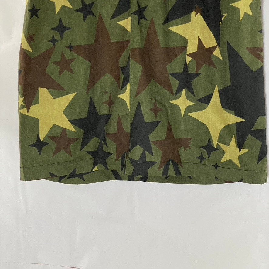 HENGSHENG JEANS Women's Army Green Star Print Military Style Straight Skirt SZ M