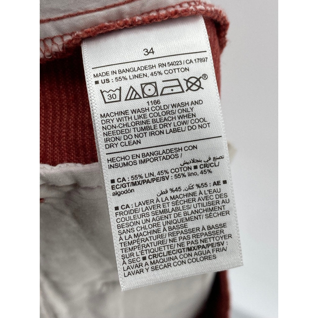 OLD NAVY Men's Amberglow Red 8" Rotation Linen-Blend Chino Shorts SZ 34