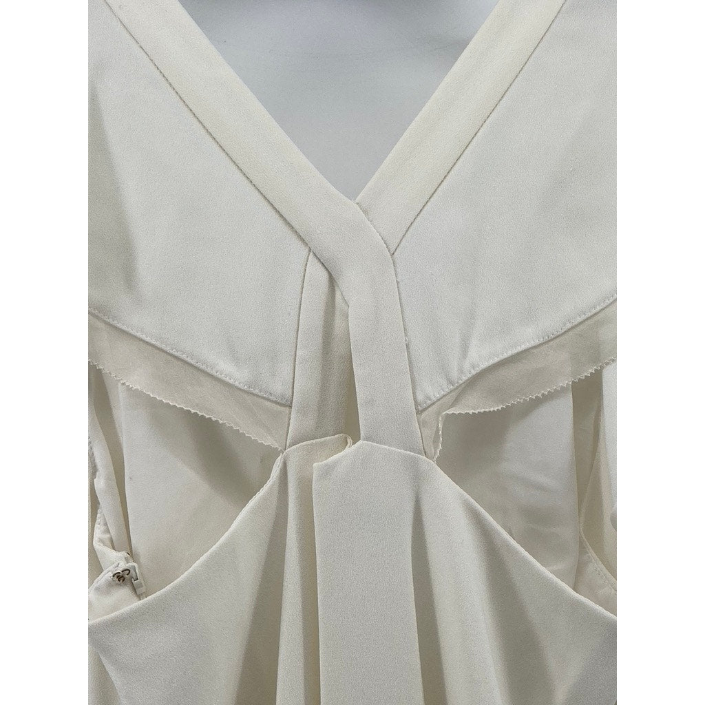 CLUB MONACO Women’s White Irina Ruffle-Sleeve Sheath Knee-Length Dress SZ 2