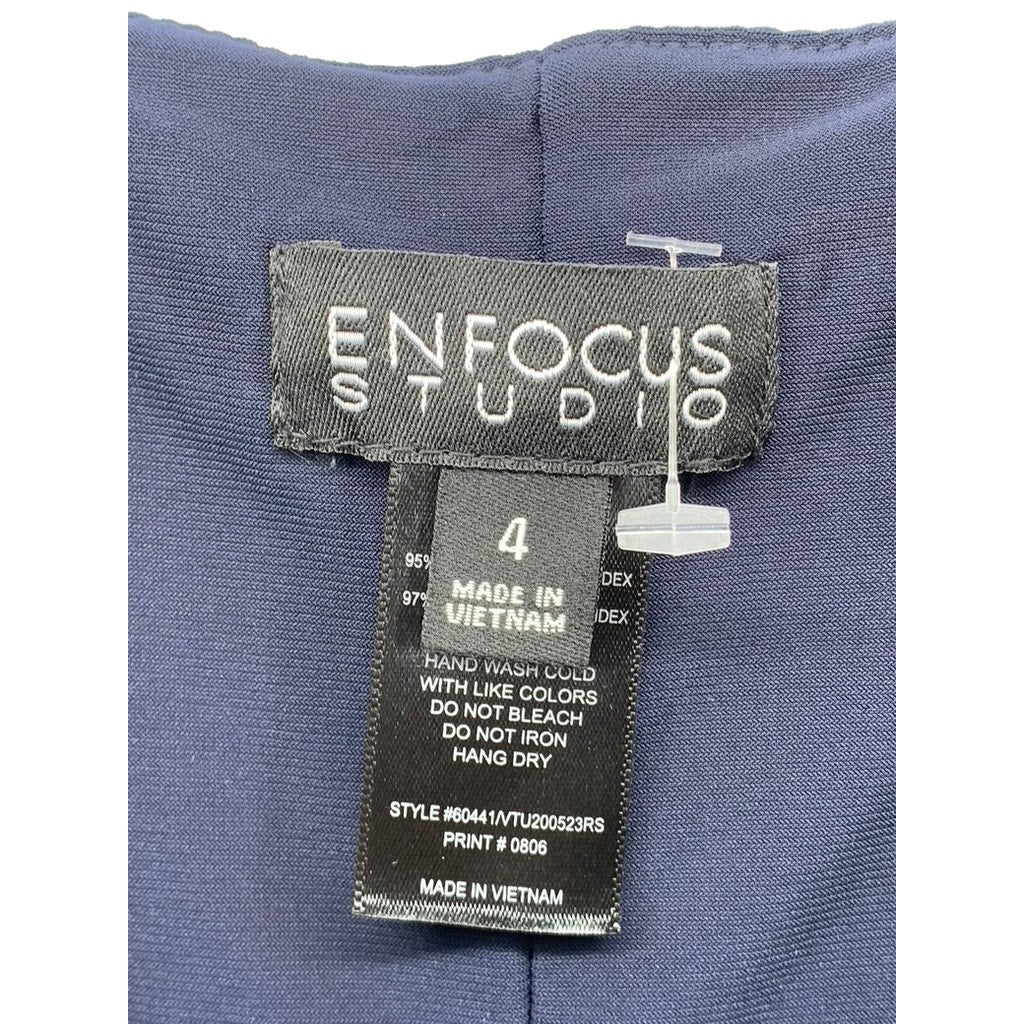 ENFOCUS STUDIO Women's Navy Asymmetrical Shawl Sheath Dress SZ 4