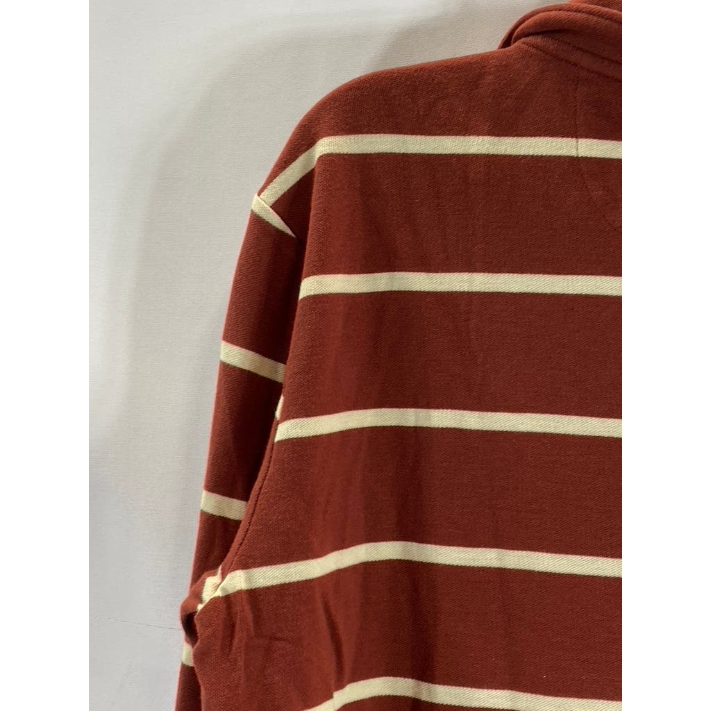 UNTUCKIT Men's Red/Yellow Julius Striped Regular-Fit Long Sleeve Polo Shirt SZ M