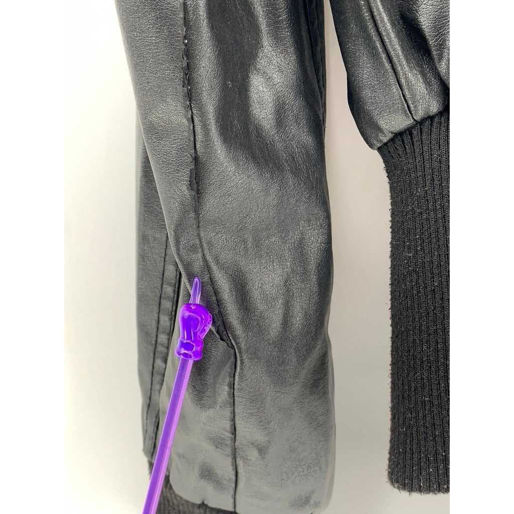 NEW LOOK Women's Black Faux-Leather Zip-Up Moto Jacket SZ M