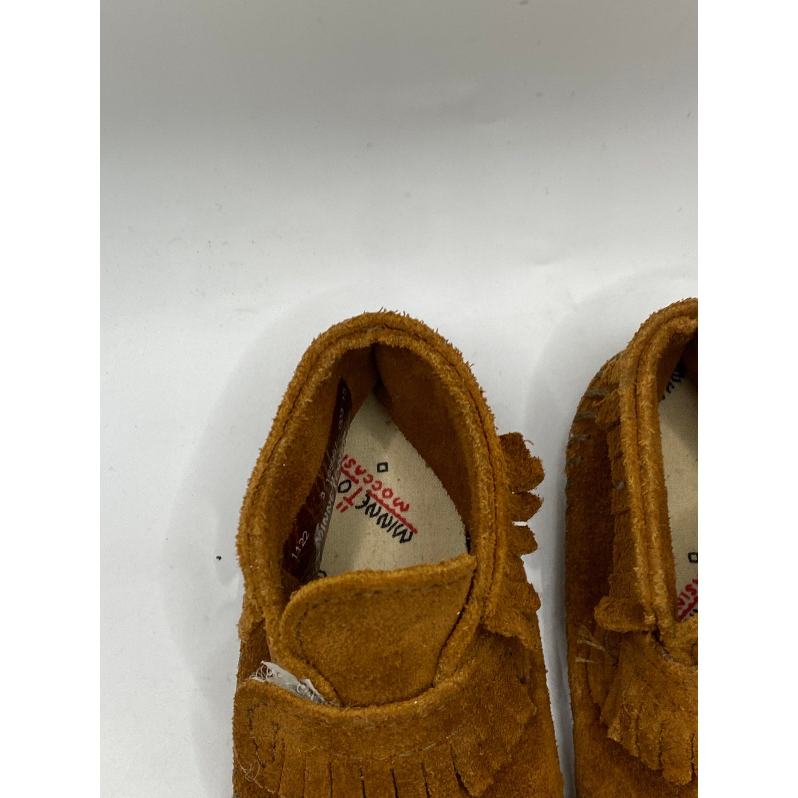 MINNETONKA Infant Girls' Brown Leather Pull-On Moccasin Shoes SZ 3