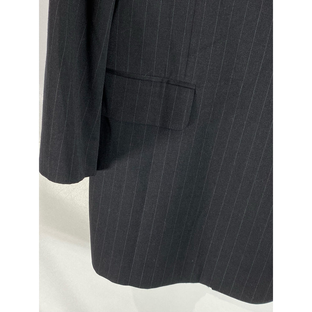 ANDREW FEZZA Fusion Men's Black Pinstripe Vintage Three-Button Blazer SZ 54R