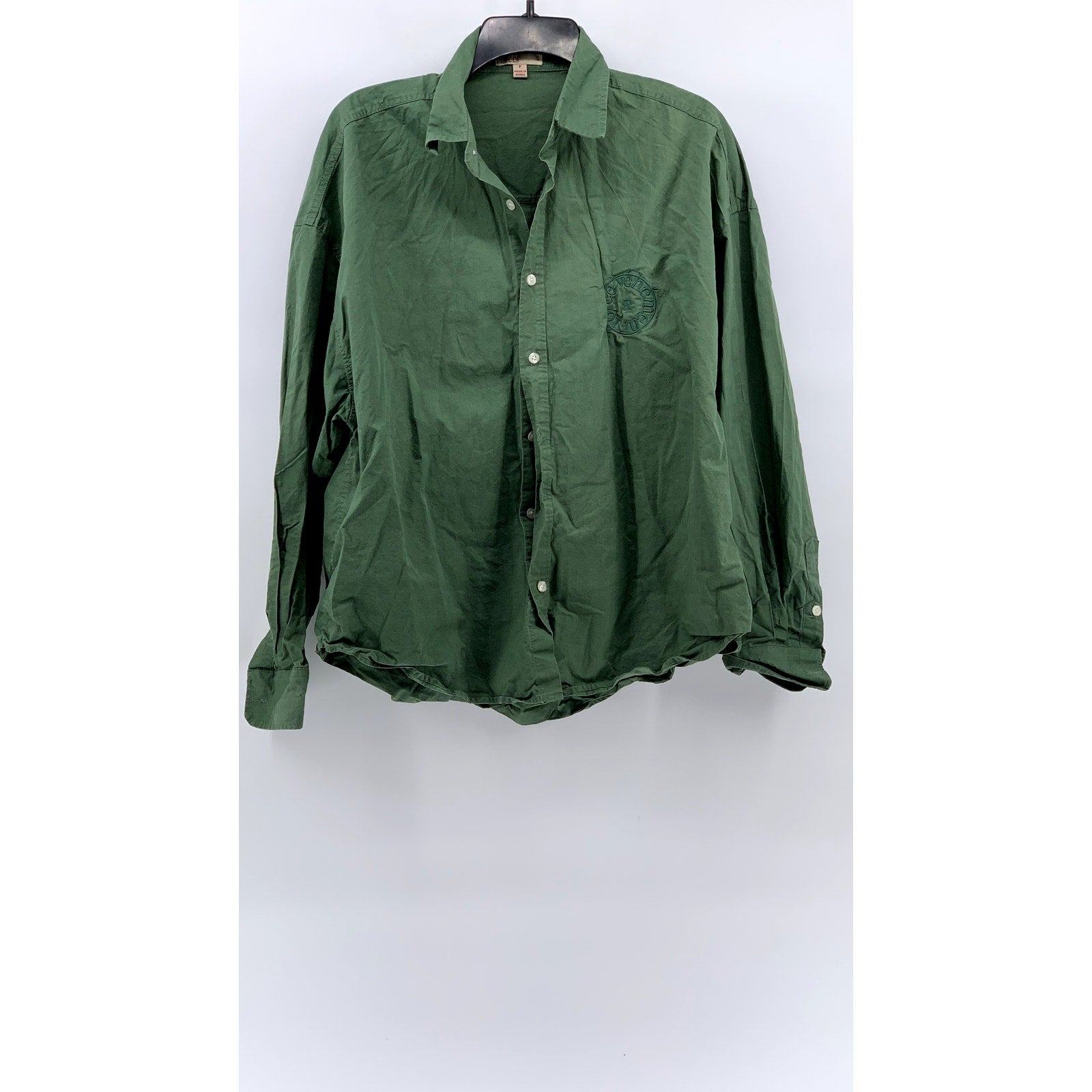 BITTER CELLS Women's Green Button-Up Long Sleeve Top SZ F(OS)