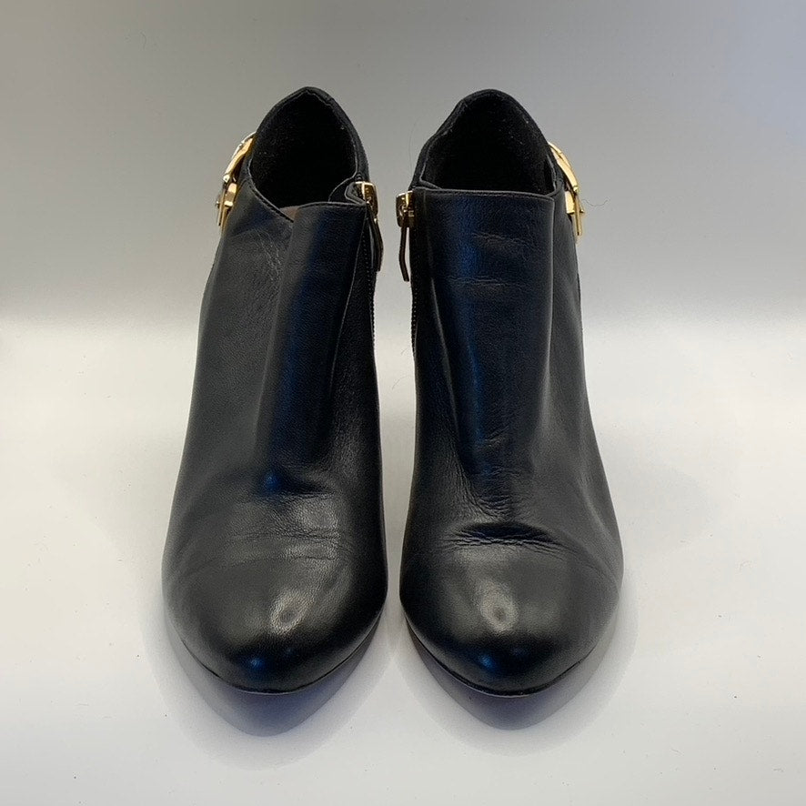 VINCE CAMUTO Women's Black Leather Velino Almond-Toe Side-Zipper Booties SZ 8.5