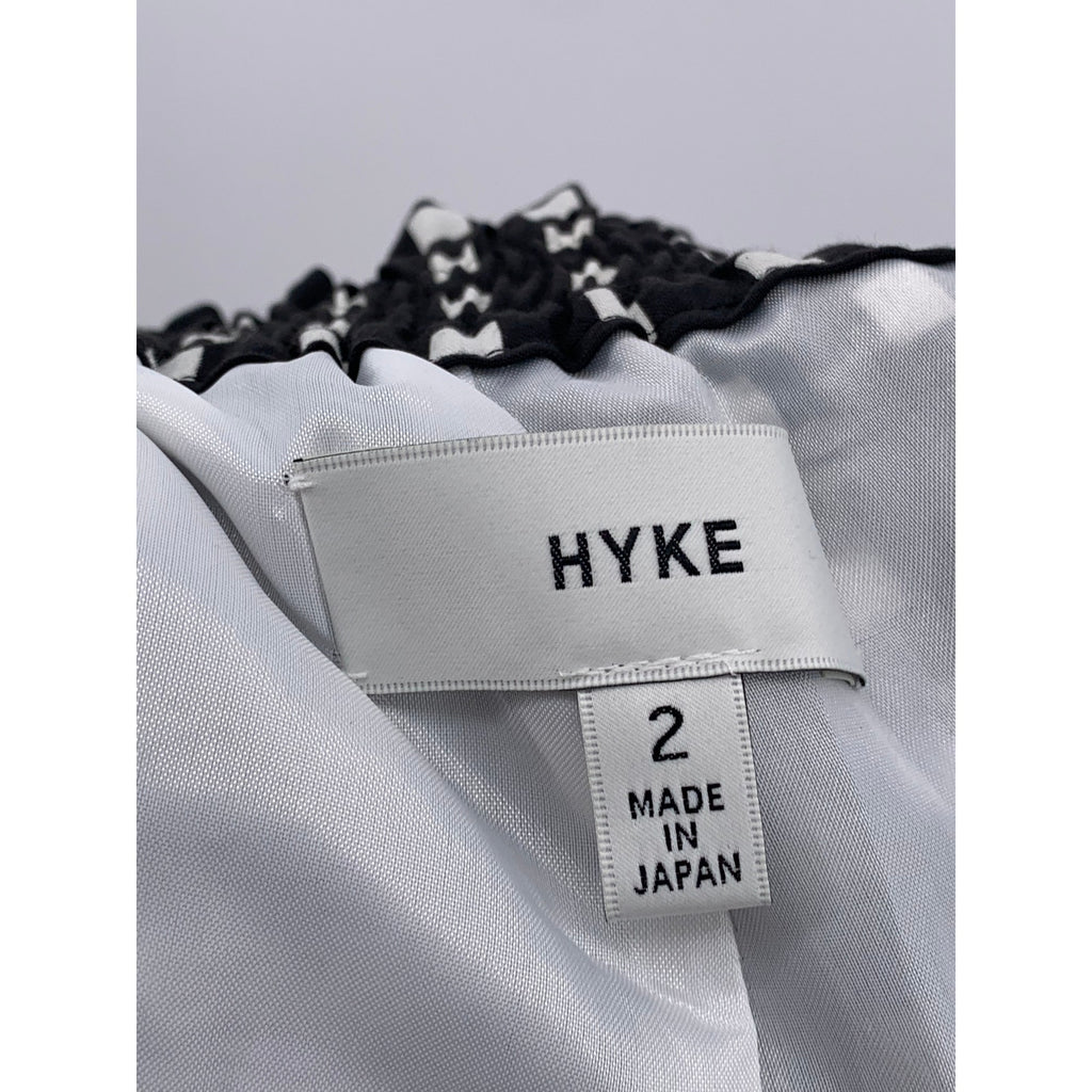 HYKE Women's Black-White Square Print Belted Wide-Leg Relaxed-Fit Pant SZ 2