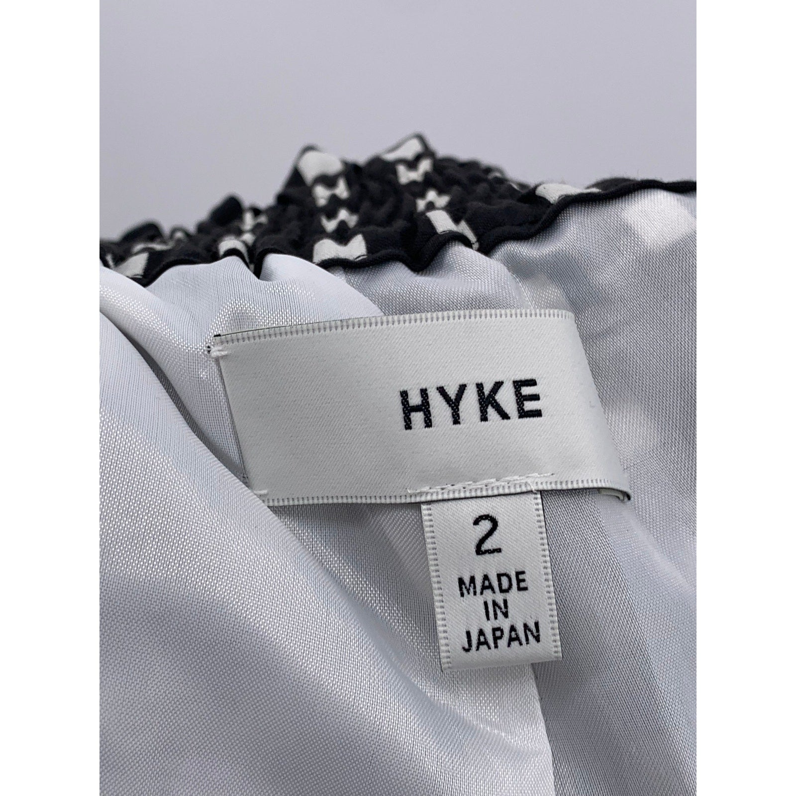 HYKE Women's Black-White Square Print Belted Wide-Leg Relaxed-Fit Pant SZ 2