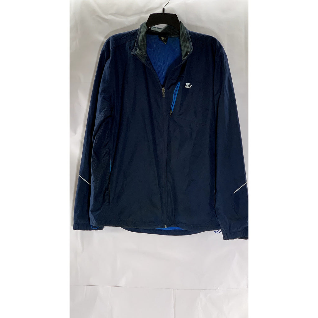 STARTER Men's Vintage Navy Blue Zip-Up Lightweight Windbreaker Jacket SZ M