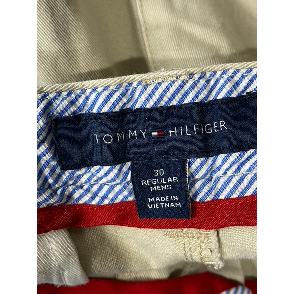 TOMMY HILFIGER Men's Tan Regular-Fit Straight-Leg Chino Pants SZ 30