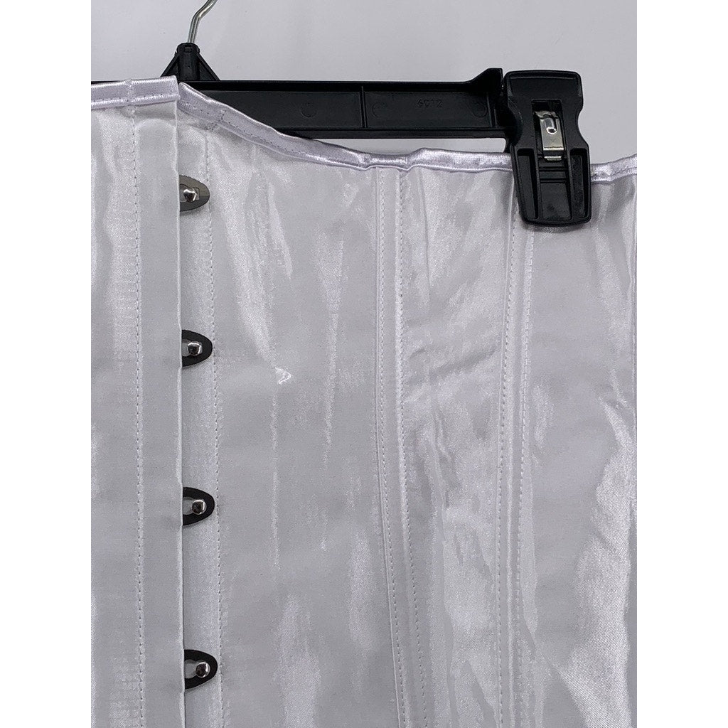 UNBRANDE Women's White Satin Underbust Strapless Corset Lace-Up Back Top SZ L
