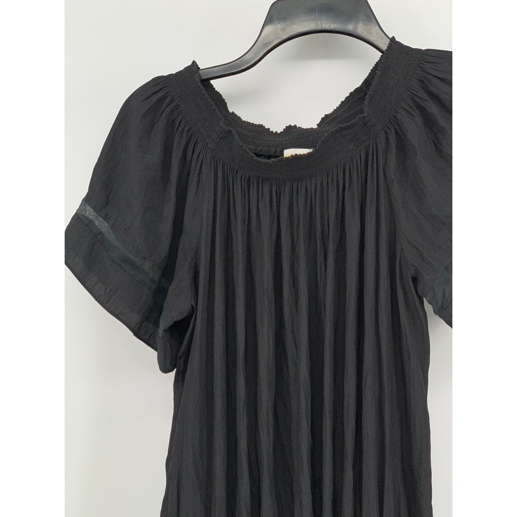 RAMY BROOK Women's Black Pleated Short Sleeve Dress SZ S