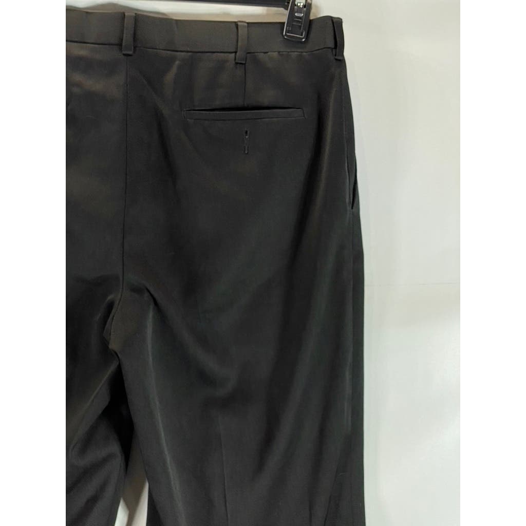 PERRY ELLIS PORTFOLIO Men's Solid Black Slim-Fit Flat Front Dress Pants SZ 36X32