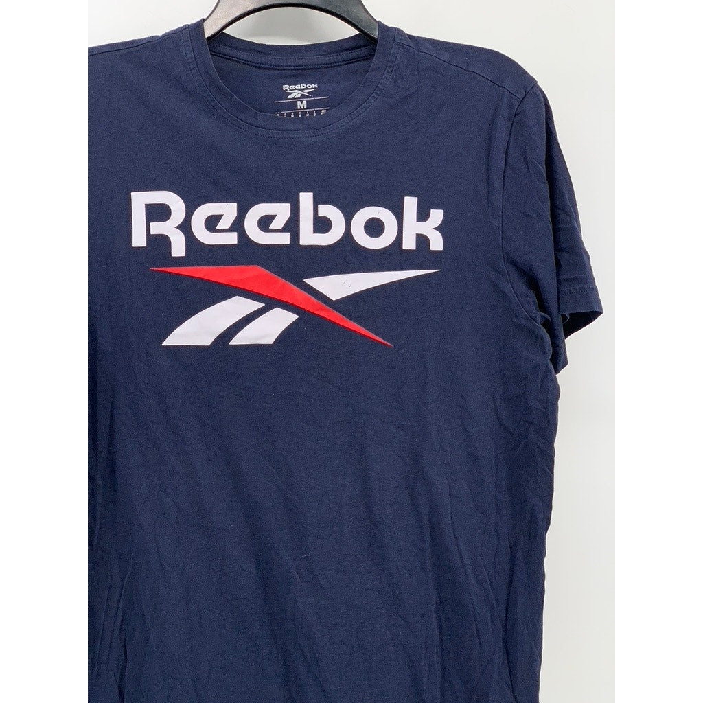 REEBOK Men’s Navy Logo Crewneck T-Shirt SZ M