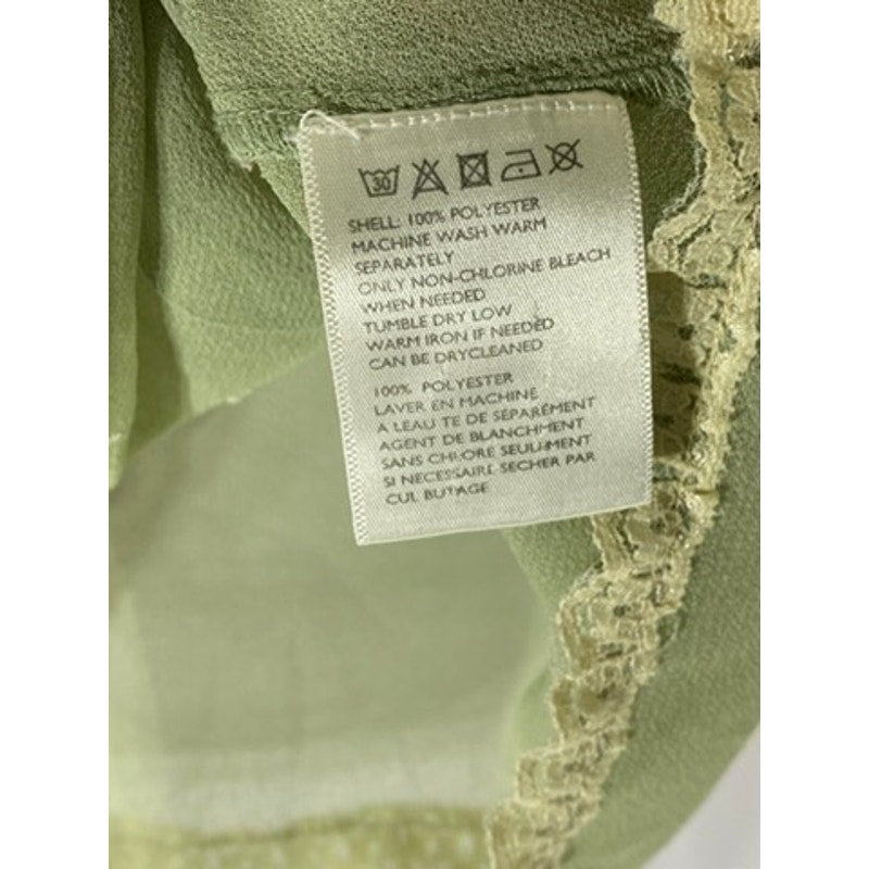 STARING AT STARS Women's Green Embroidered Lace-Trim Sheer Keyhole Top SZ XS