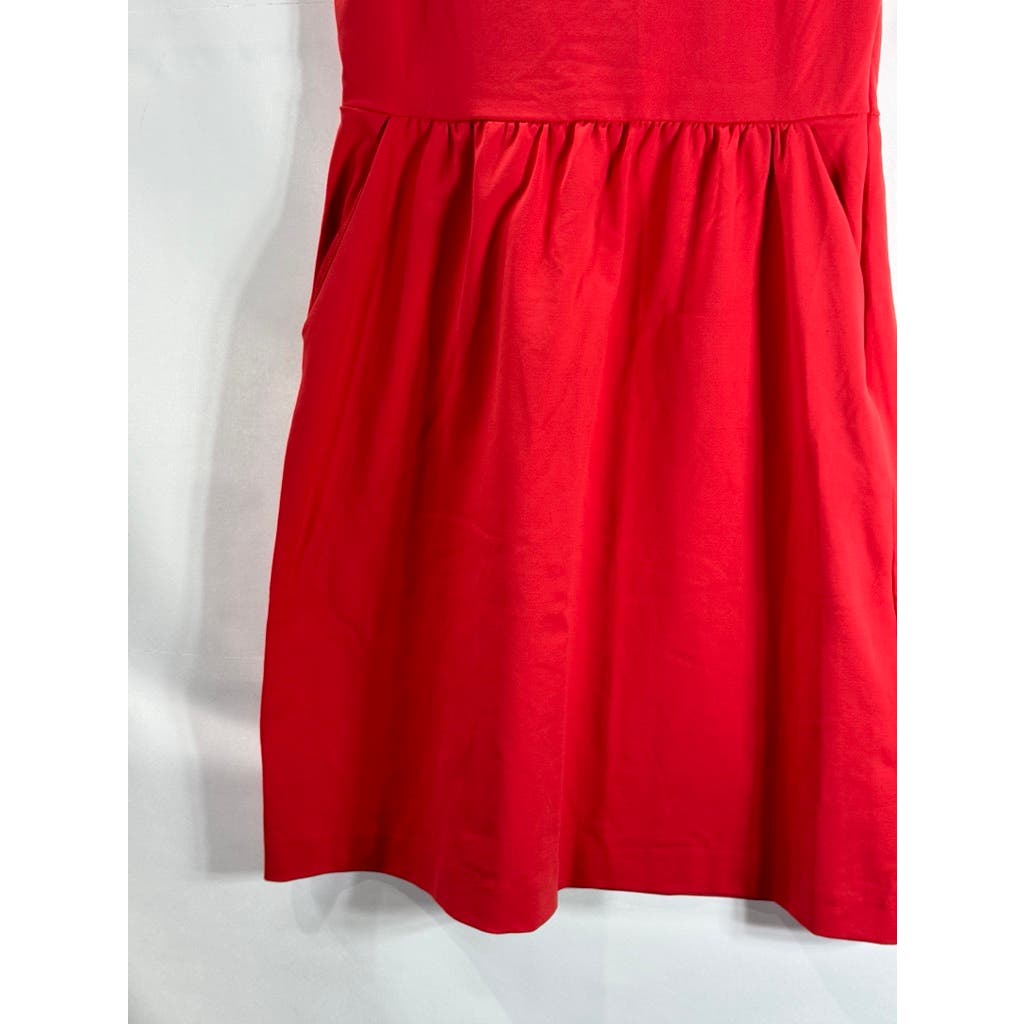 CYNTHIA ROWLEY Women's Red Scoop-Neck Sleeveless Pocket Knee Length Dress SZ 4